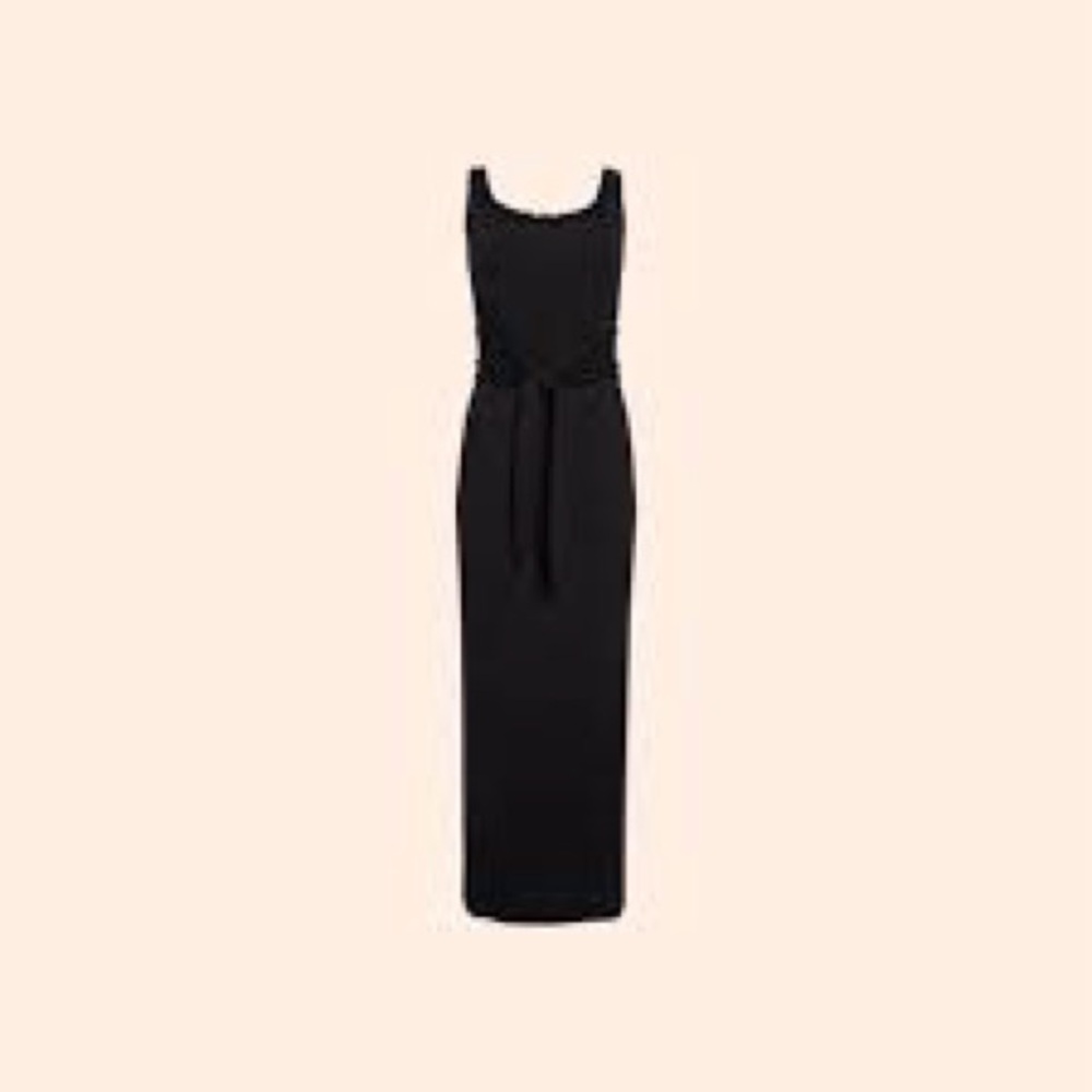 Reformation Hosby Ribbed Midi Dress with Side Slit & Tie Waist - Picture 3 of 3
